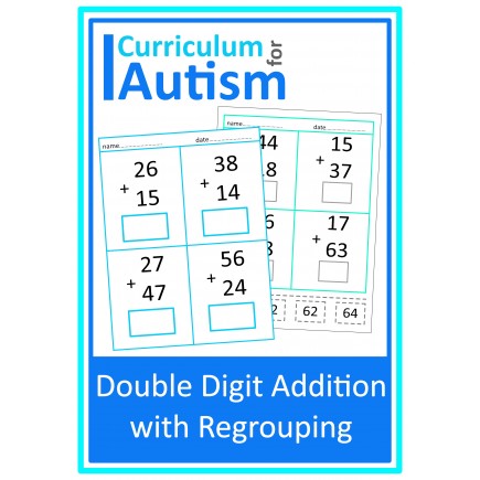 Double Digit Addition with Regrouping Large Print Worksheets